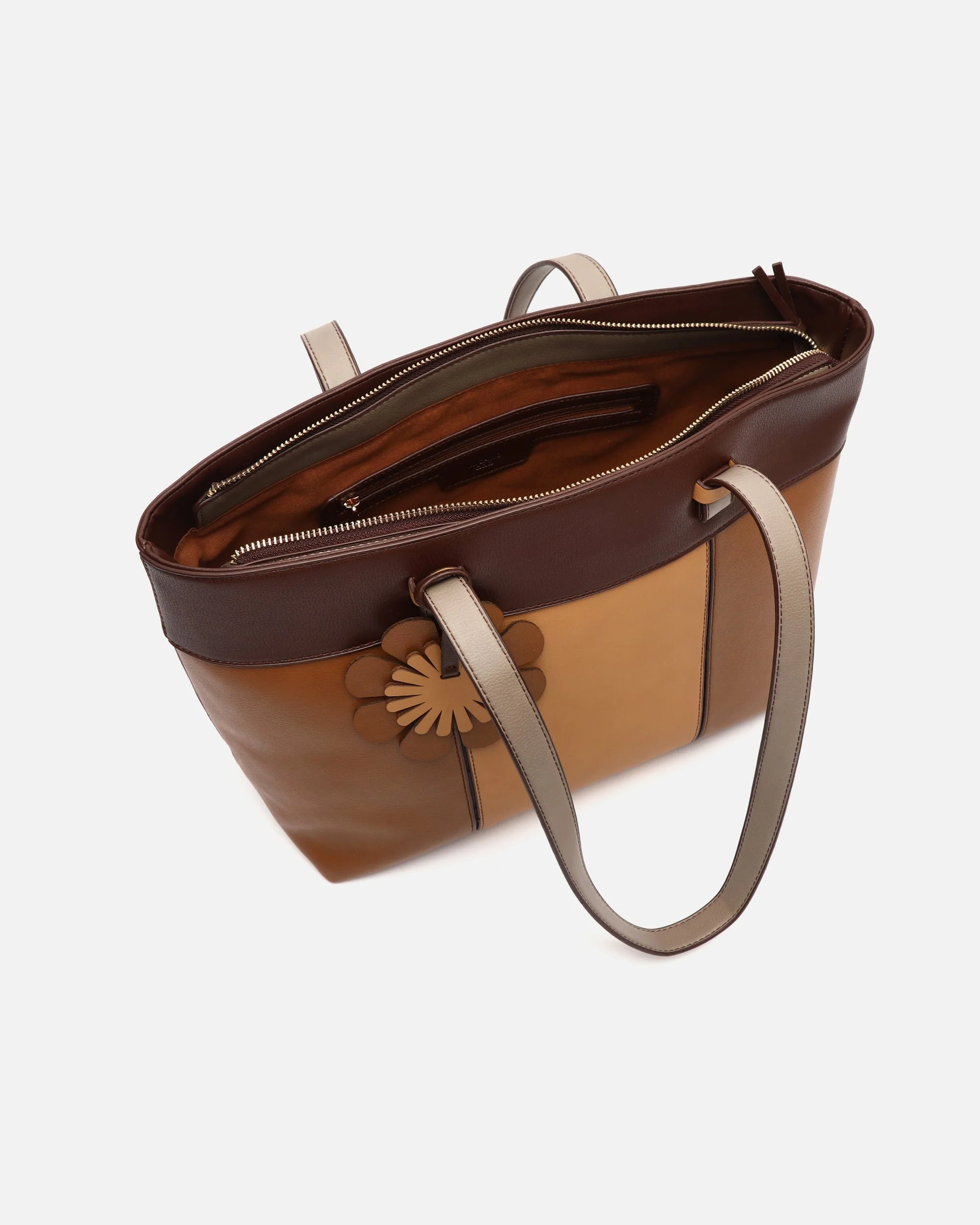 Filiberta-1 bolso shopper grande tricolor con detalle colgante - Image 5