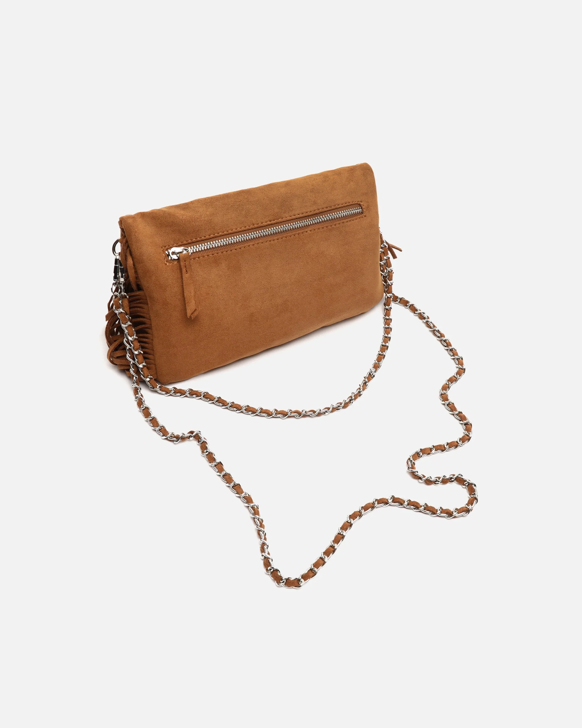 Flequichu bolso de hombro efecto ante con detalles metálicos y flecos - Image 6