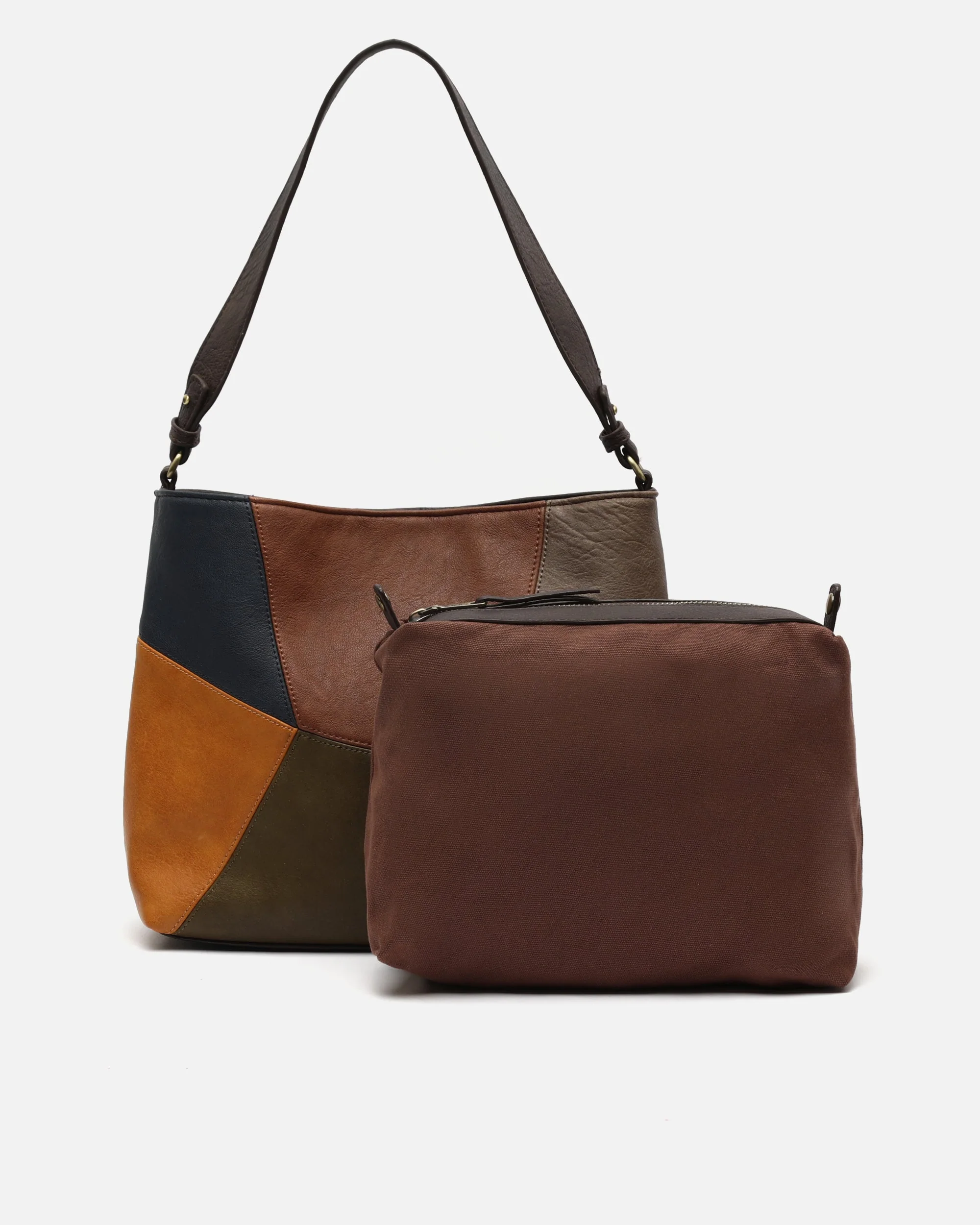 Popi bolso hobo estampado patchwork con neceser extraĂble - Image 3